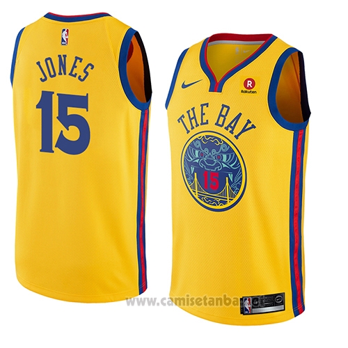 Camiseta Golden State Warriors Damian Jones #15 Ciudad 2018 Amarillo